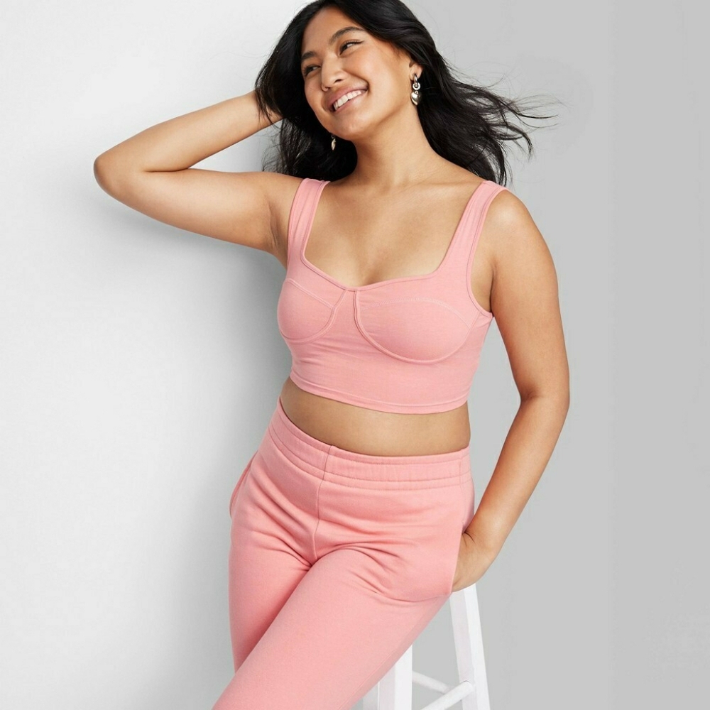 Wild Fable NWT 2X Coral Pink Cotton Bustier Cropped Tiny Tank Top Y2K Coquette
